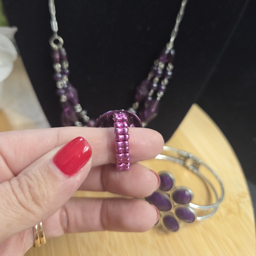 🌟BOGO Free🌟Elegant Purple & Silver Jewelry Set - Picture 5 of 7